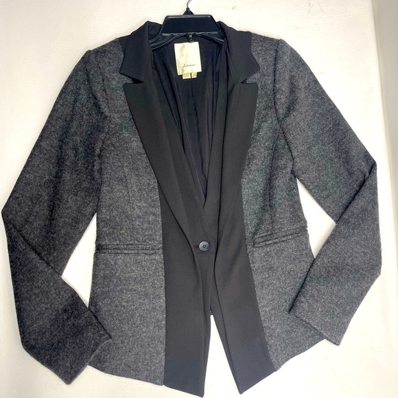 Elévenses Anthropologie womens blazer gray/black size 10 - Picture 1 of 6